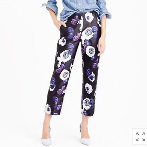 J. Crew Satin Floral Violet Poppy Patio Pants